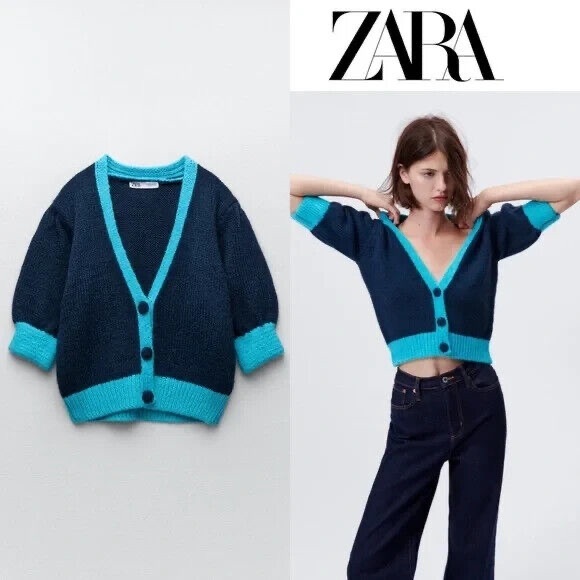 Zara Sweaters - NWT ZARA women cardigan button down sweater top jacket size S, blue
